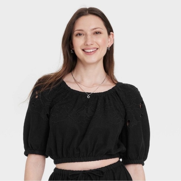 NWT Women's Openword Puff Elbow Sleeve Blouse Size Small - Picture 1 of 10